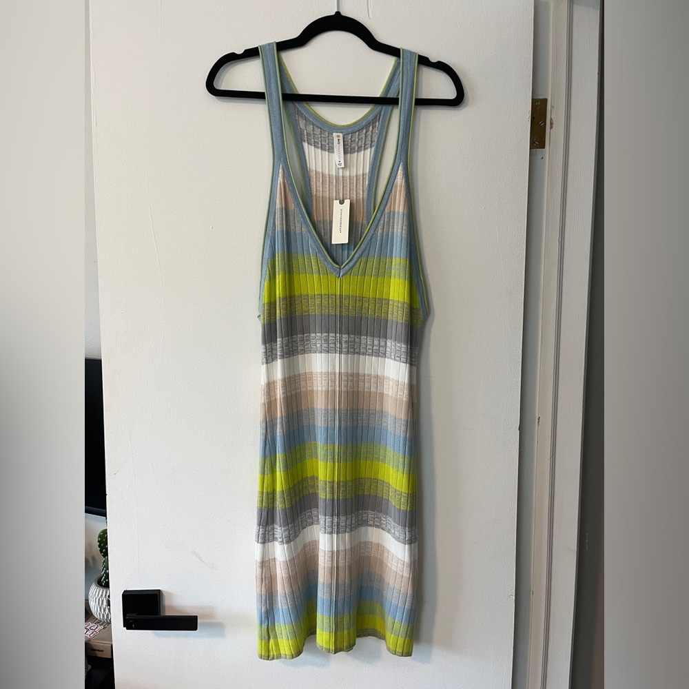 NWT Daily Practice by Anthropologie Tuvalu Sweater Dress Sky Green Stripe Summer